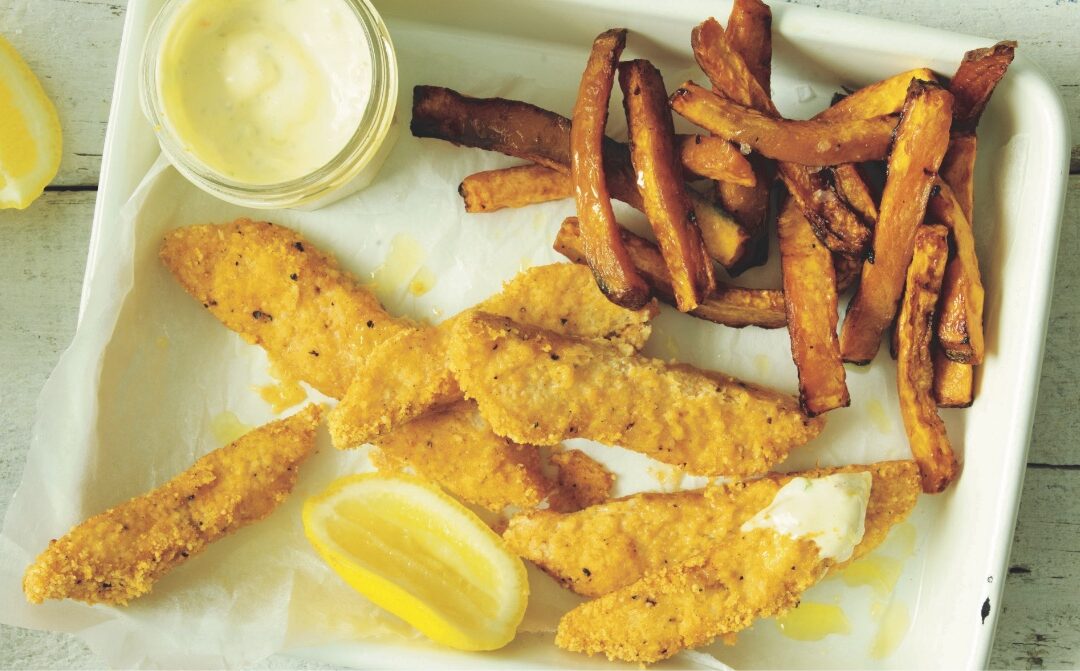 Almond Crusted Fish Sticks and Tartar Sauce