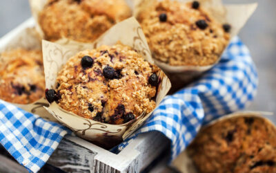 Gluten-free blueberry & banana muﬃns